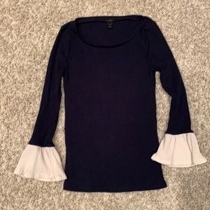 J Crew Ribbed Flutter Sleeve Top